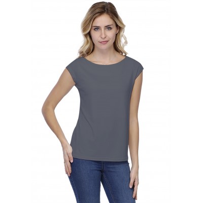 T-shirt coupe droite col bateau doublé devant manches capes en modal BINO02