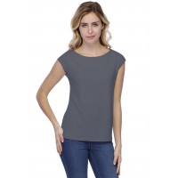 T-shirt coupe droite col bateau doublé devant manches capes en modal BINO02