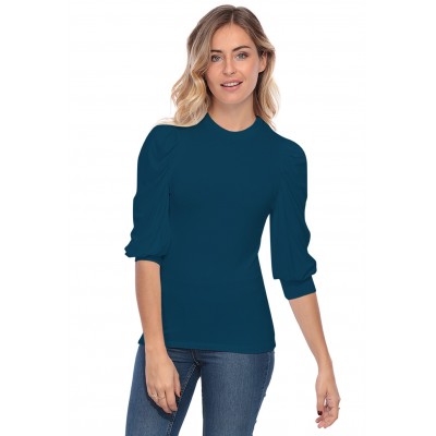 Tee-shirt col rond avec manches ballons LYANA