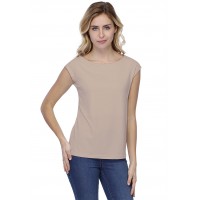 T-shirt coupe droite col bateau doublé devant manches capes en modal BINO02
