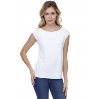 T-shirt coupe droite col bateau doublé devant manches capes en modal BINO02