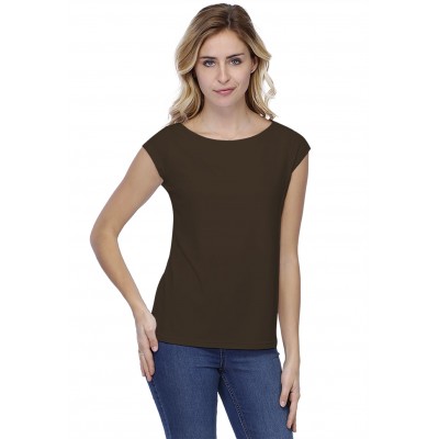 T-shirt coupe droite col bateau doublé devant manches capes en modal BINO02