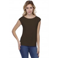 T-shirt coupe droite col bateau doublé devant manches capes en modal BINO02