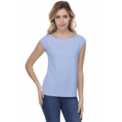 T-shirt coupe droite col bateau doublé devant manches capes en modal BINO02