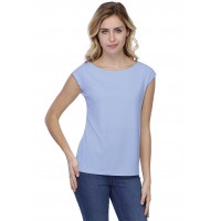 T-shirt coupe droite col bateau doublé devant manches capes en modal BINO02