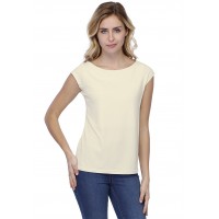 T-shirt coupe droite col bateau doublé devant manches capes en modal BINO02
