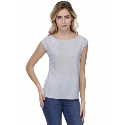 T-shirt coupe droite col bateau doublé devant manches capes en modal BINO02