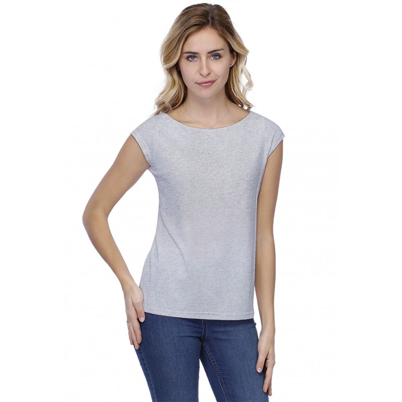 T-shirt coupe droite col bateau doublé devant manches capes en modal BINO02 T-shirt coupe droite col bateau doublé devant manches capes en modal BINO02