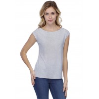 T-shirt coupe droite col bateau doublé devant manches capes en modal BINO02
