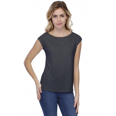 T-shirt coupe droite col bateau doublé devant manches capes en modal BINO02