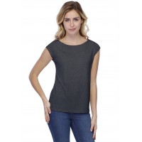 T-shirt coupe droite col bateau doublé devant manches capes en modal BINO02