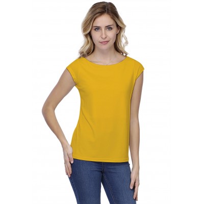 T-shirt coupe droite col bateau doublé devant manches capes en modal BINO02