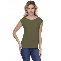 T-shirt coupe droite col bateau doublé devant manches capes en modal BINO02