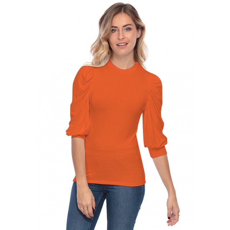 Tee-shirt col rond avec manches ballons LYANA Tee-shirt col rond avec manches ballons LYANA