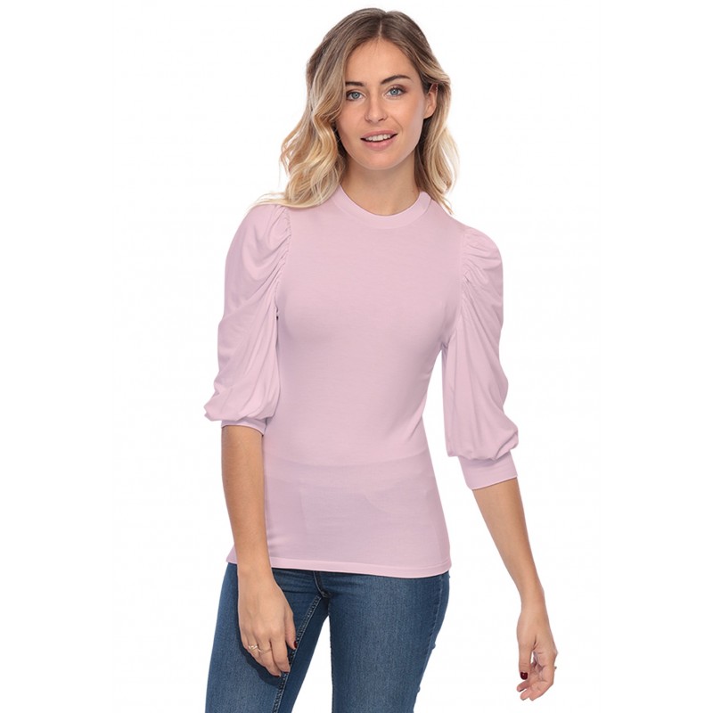 Tee-shirt col rond avec manches ballons LYANA Tee-shirt col rond avec manches ballons LYANA