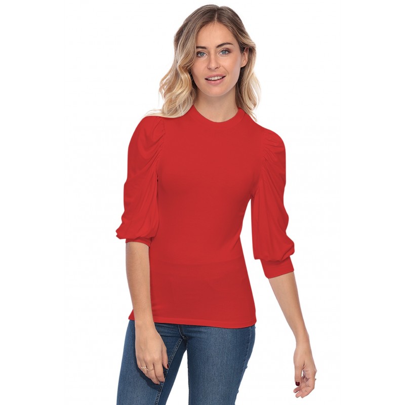 Tee-shirt col rond avec manches ballons LYANA Tee-shirt col rond avec manches ballons LYANA