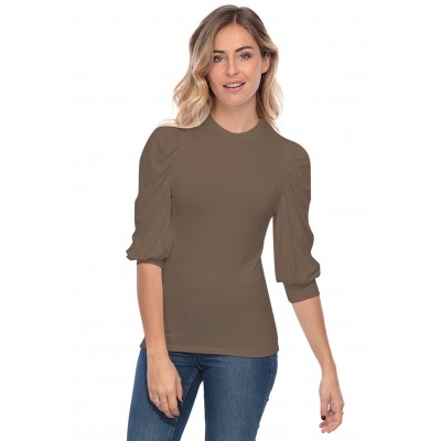 Tee-shirt col rond avec manches ballons LYANA