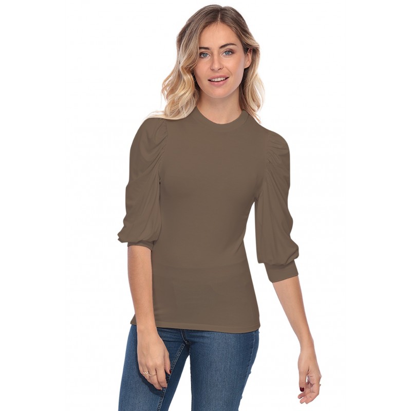 Tee-shirt col rond avec manches ballons LYANA Tee-shirt col rond avec manches ballons LYANA