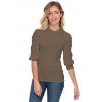 Tee-shirt col rond avec manches ballons LYANA