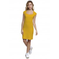 Robe col carré doublée devant manches courtes capes en modal CLARA17