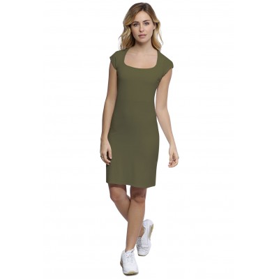 Robe col carré doublée devant manches courtes capes en modal CLARA17