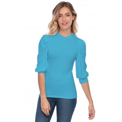 Tee-shirt col rond avec manches ballons LYANA