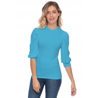 Tee-shirt col rond avec manches ballons LYANA