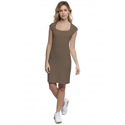 Robe col carré doublée devant manches courtes capes en modal CLARA17