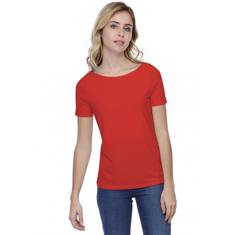 T-shirt coupe droite col bateau doublé devant en modal BINO03 T-shirt coupe droite col bateau doublé devant en modal BINO03