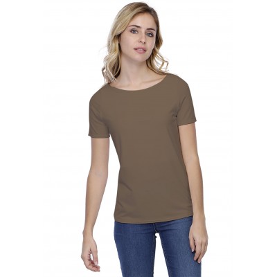 T-shirt coupe droite col bateau doublé devant en modal BINO03