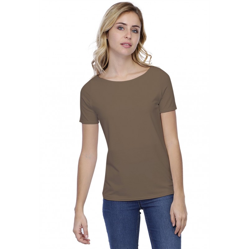 T-shirt coupe droite col bateau doublé devant en modal BINO03 T-shirt coupe droite col bateau doublé devant en modal BINO03