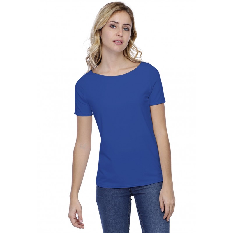 T-shirt coupe droite col bateau doublé devant en modal BINO03 T-shirt coupe droite col bateau doublé devant en modal BINO03