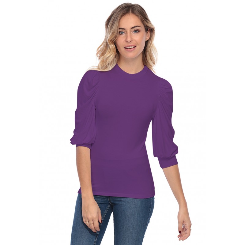 Tee-shirt col rond avec manches ballons LYANA Tee-shirt col rond avec manches ballons LYANA