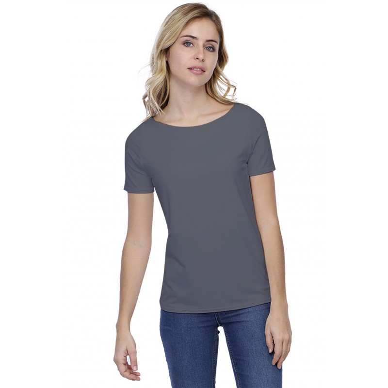 T-shirt coupe droite col bateau doublé devant en modal BINO03 T-shirt coupe droite col bateau doublé devant en modal BINO03