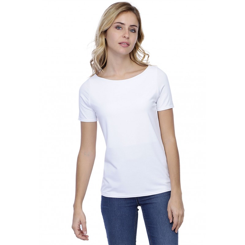 T-shirt coupe droite col bateau doublé devant en modal BINO03
