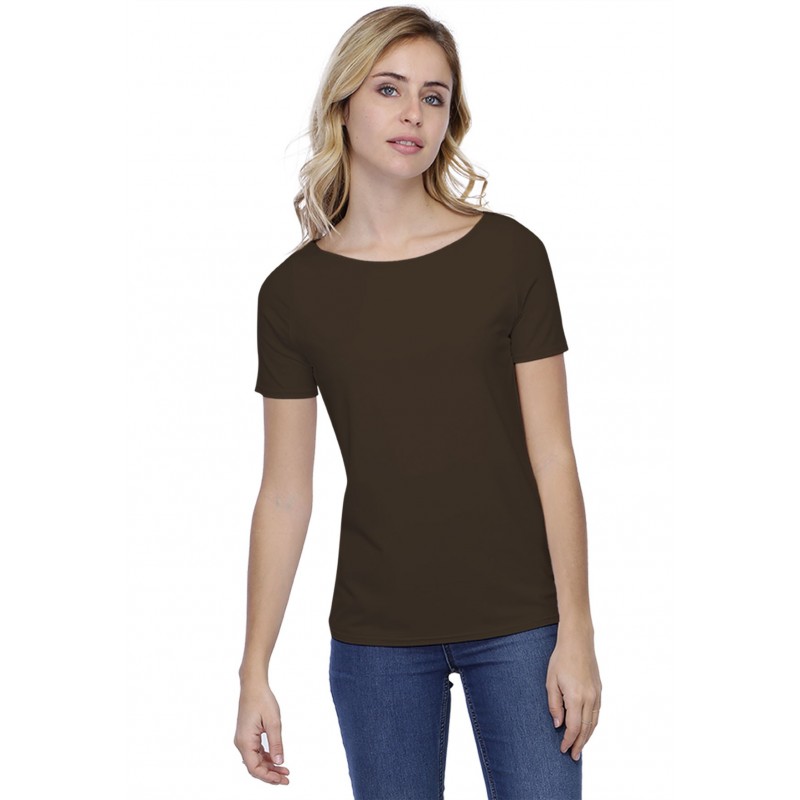 T-shirt coupe droite col bateau doublé devant en modal BINO03 T-shirt coupe droite col bateau doublé devant en modal BINO03