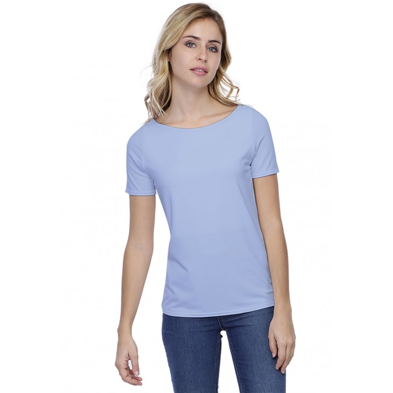 T-shirt coupe droite col bateau doublé devant en modal BINO03 T-shirt coupe droite col bateau doublé devant en modal BINO03