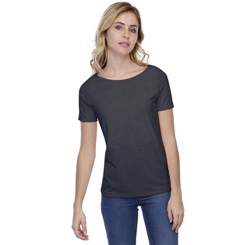 T-shirt coupe droite col bateau doublé devant en modal BINO03 T-shirt coupe droite col bateau doublé devant en modal BINO03