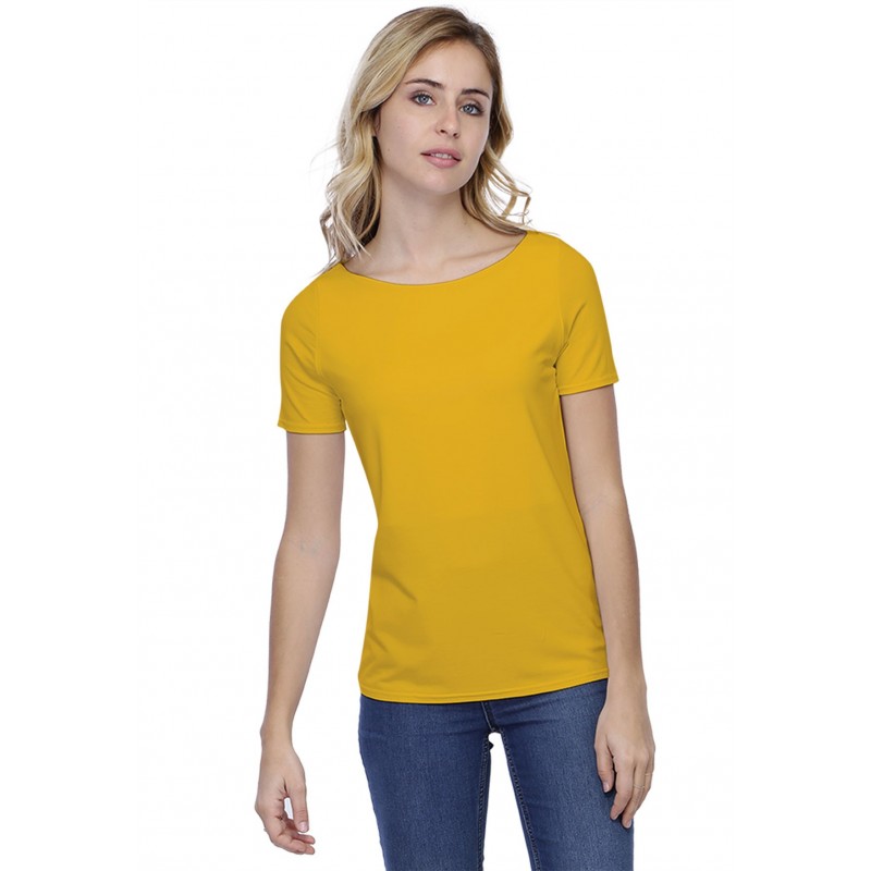 T-shirt coupe droite col bateau doublé devant en modal BINO03 T-shirt coupe droite col bateau doublé devant en modal BINO03
