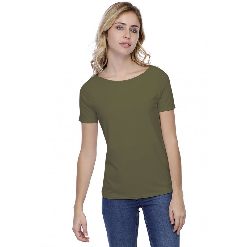 T-shirt coupe droite col bateau doublé devant en modal BINO03 T-shirt coupe droite col bateau doublé devant en modal BINO03