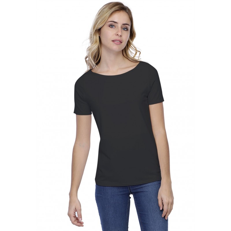 T-shirt coupe droite col bateau doublé devant en modal BINO03 T-shirt coupe droite col bateau doublé devant en modal BINO03