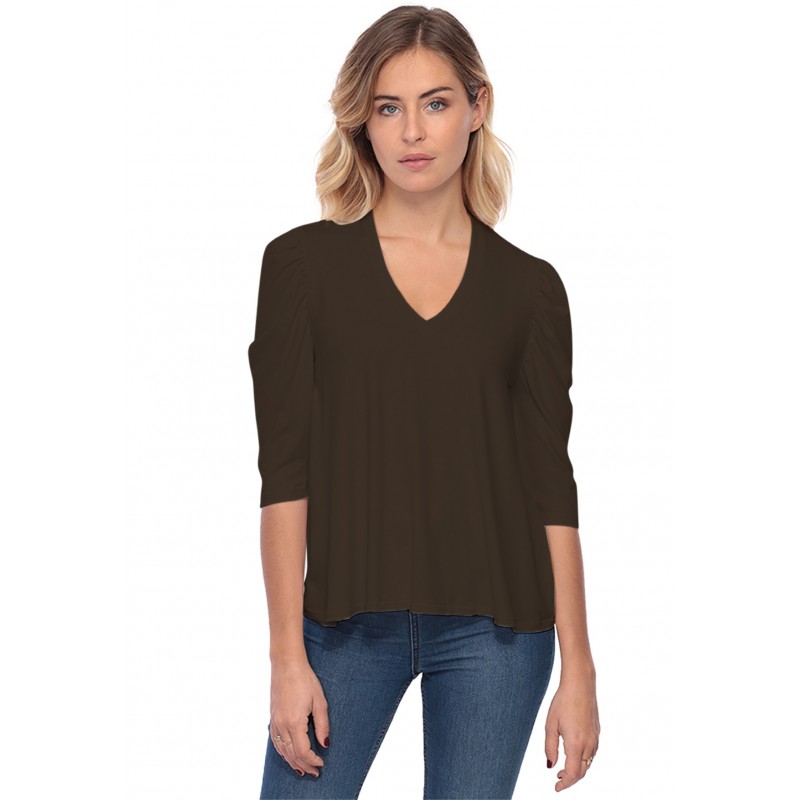 Tee-shirt col V avec manches 3-4 MILA Tee-shirt col V avec manches 3-4 MILA