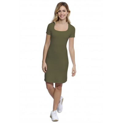 Robe col carré doublée devant manches courtes en modal CLARA18