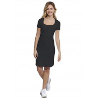 Robe col carré doublée devant manches courtes en modal CLARA18