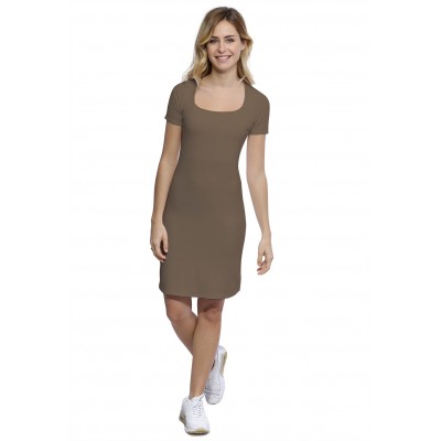 Robe col carré doublée devant manches courtes en modal CLARA18