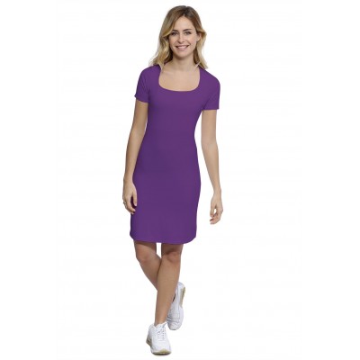 Robe col carré doublée devant manches courtes en modal CLARA18