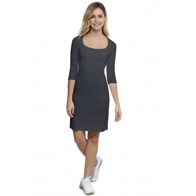 Robe col carré doublée devant manches 3-4 en modal CLARA19