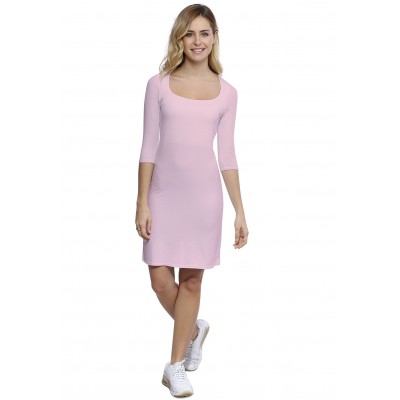 Robe col carré doublée devant manches 3-4 en modal CLARA19