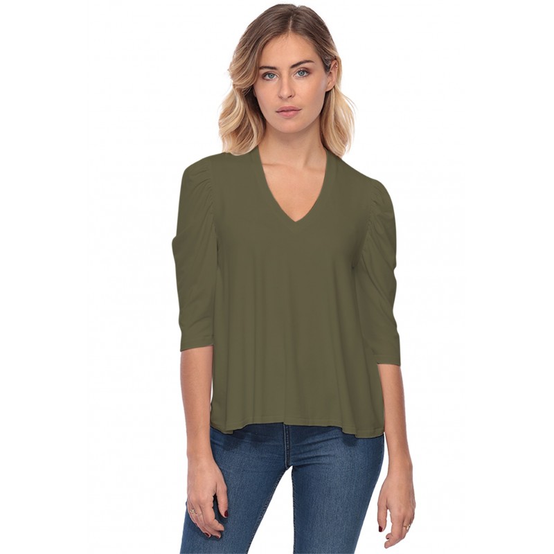 Tee-shirt col V avec manches 3-4 MILA Tee-shirt col V avec manches 3-4 MILA