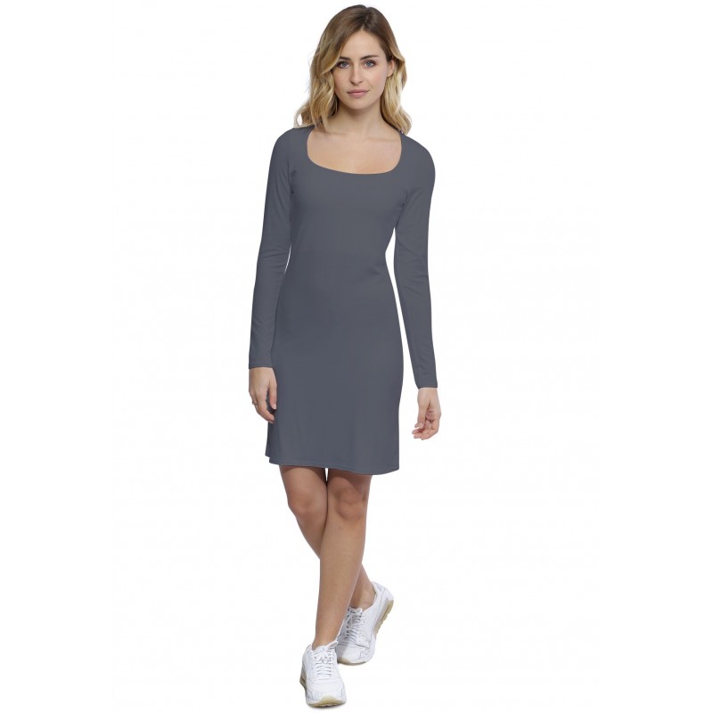 Robe col carré doublée devant manches longues en modal CLARA20 Robe col carré doublée devant manches longues en modal CLARA20